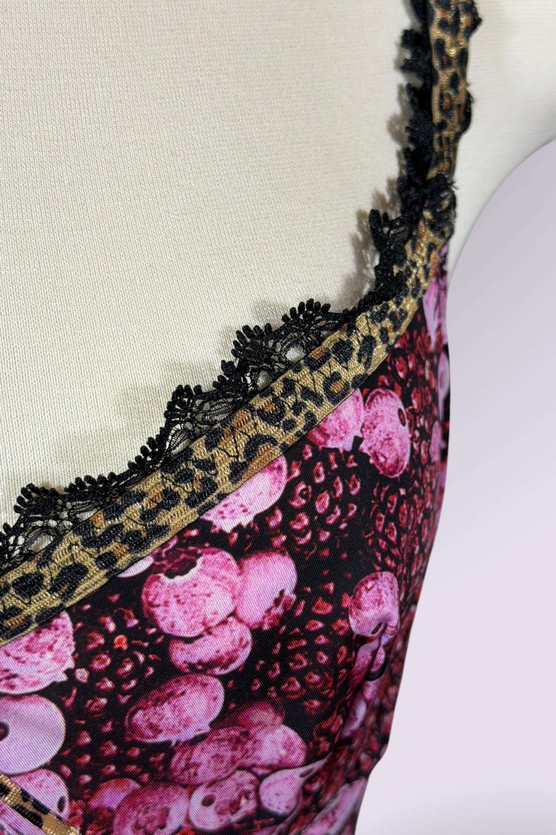 Just Cavalli Berry Print Leopard and Lace Trim Camisole | Italian Secondhand