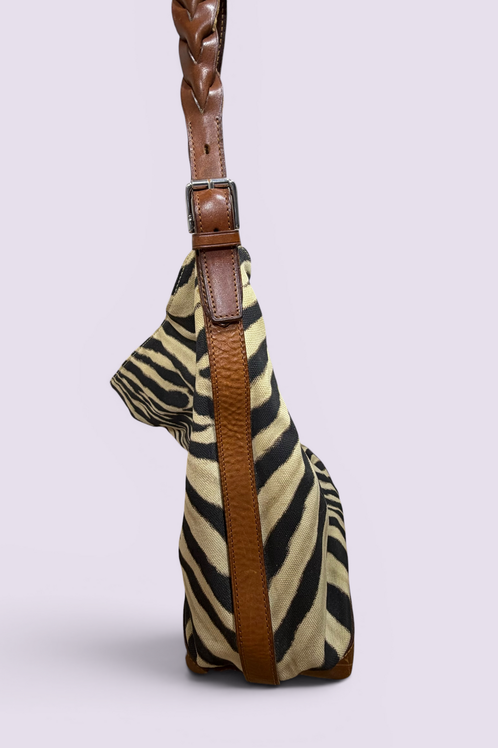 Ralph Lauren Zebra Print Canvas Hobo Bag | American Secondhand
