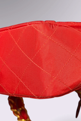 Chanel 90s Small Red Classic Single Flap Bag | French Designer Vintage