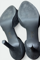 COMING SOON: DIANA BLACK SUEDE BLUE FUR T-STRAP PEEP-TOE HEELS | JAPANESE SECONDHAND