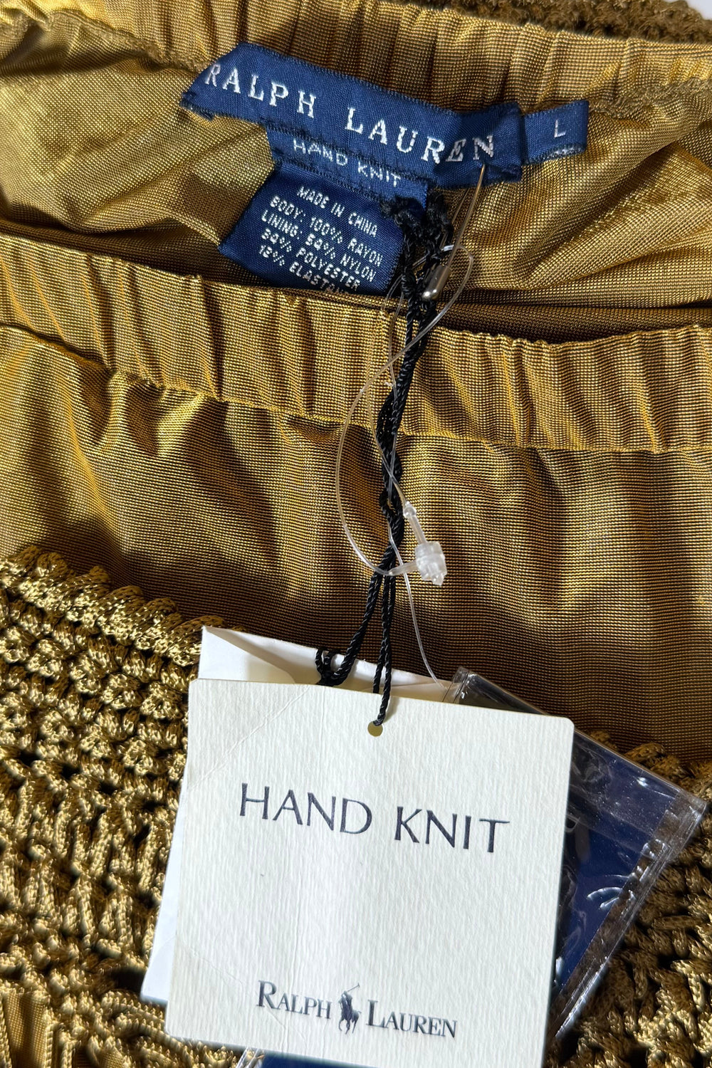 COMING SOON: Ralph Lauren Hand Knit Gold Fringe Maxi Skirt | American Vintage