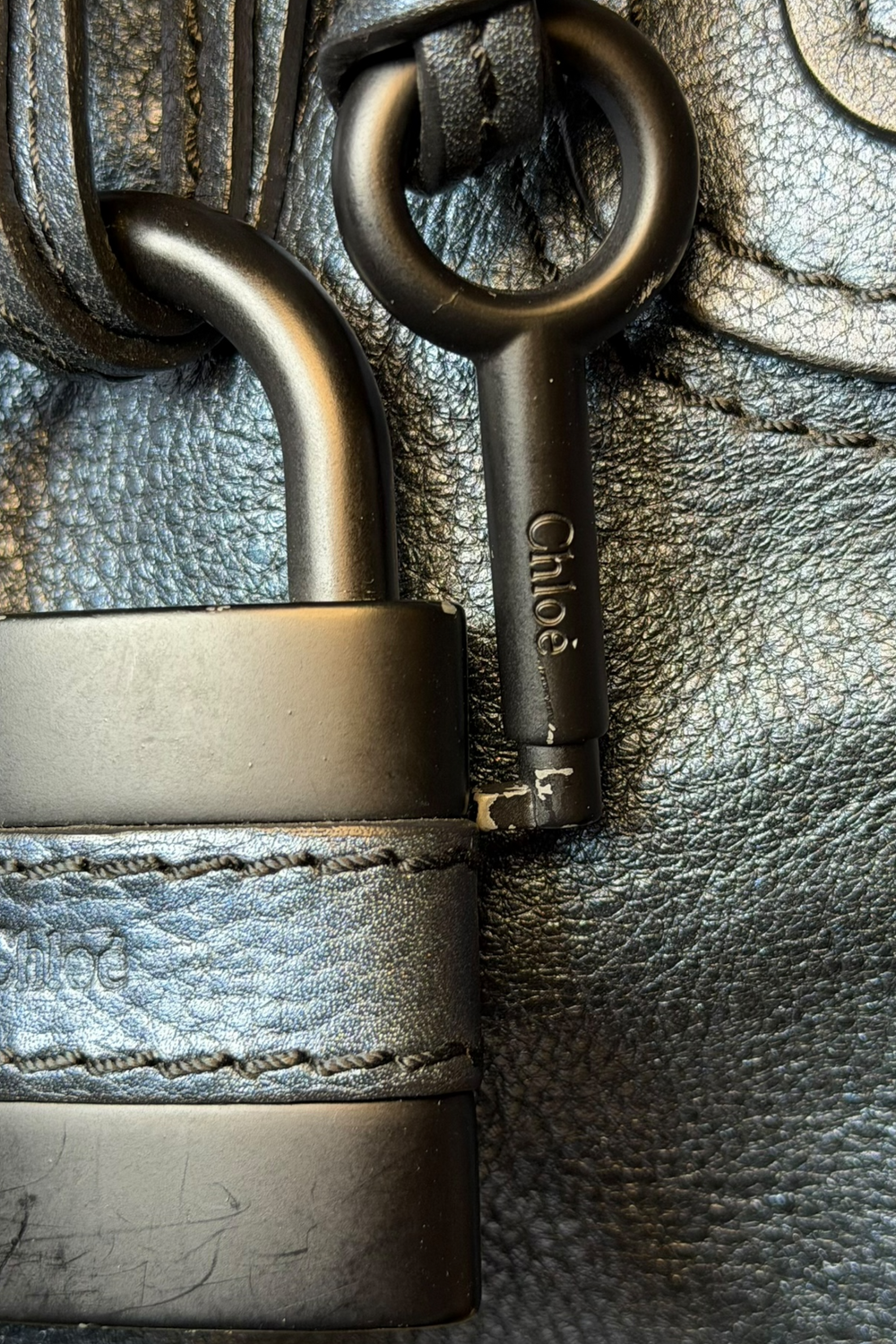 Chloé Paddington Metallic Blue Leather Bag | French Designer Secondhand