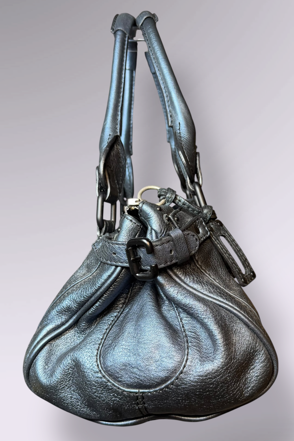 Chloé Paddington Metallic Blue Leather Bag | French Designer Secondhand