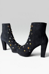 COMING SOON: SONIA RYKIEL BLACK SUEDE JEWELED PLATFORM ANKLE BOOTS | FRENCH SECONDHAND