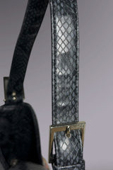 Guess Black Embroidered Python-Embossed Vegan Leather Bag | American Vintage