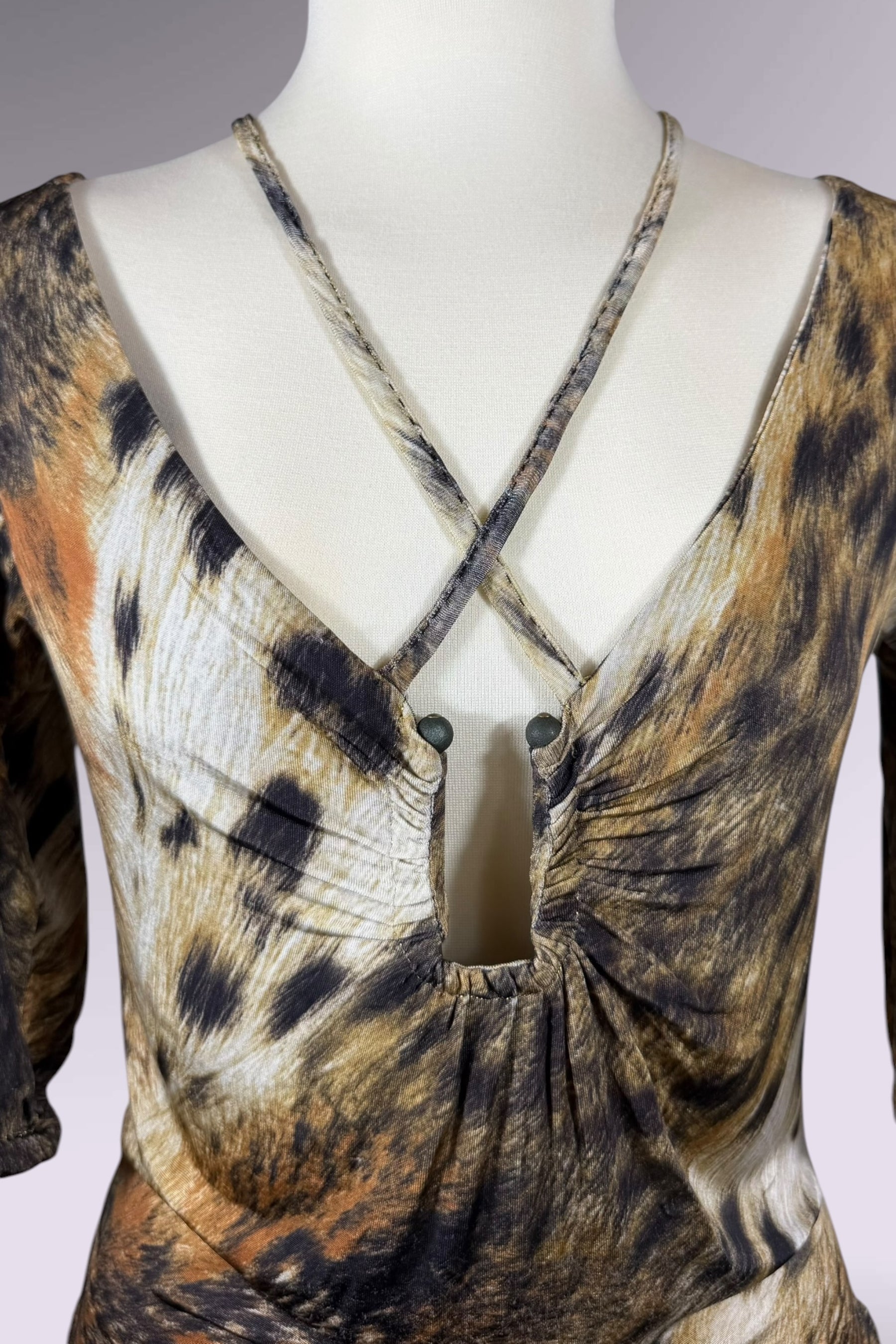 Just Cavalli Leopard Print Ruched Top | Italian Vintage