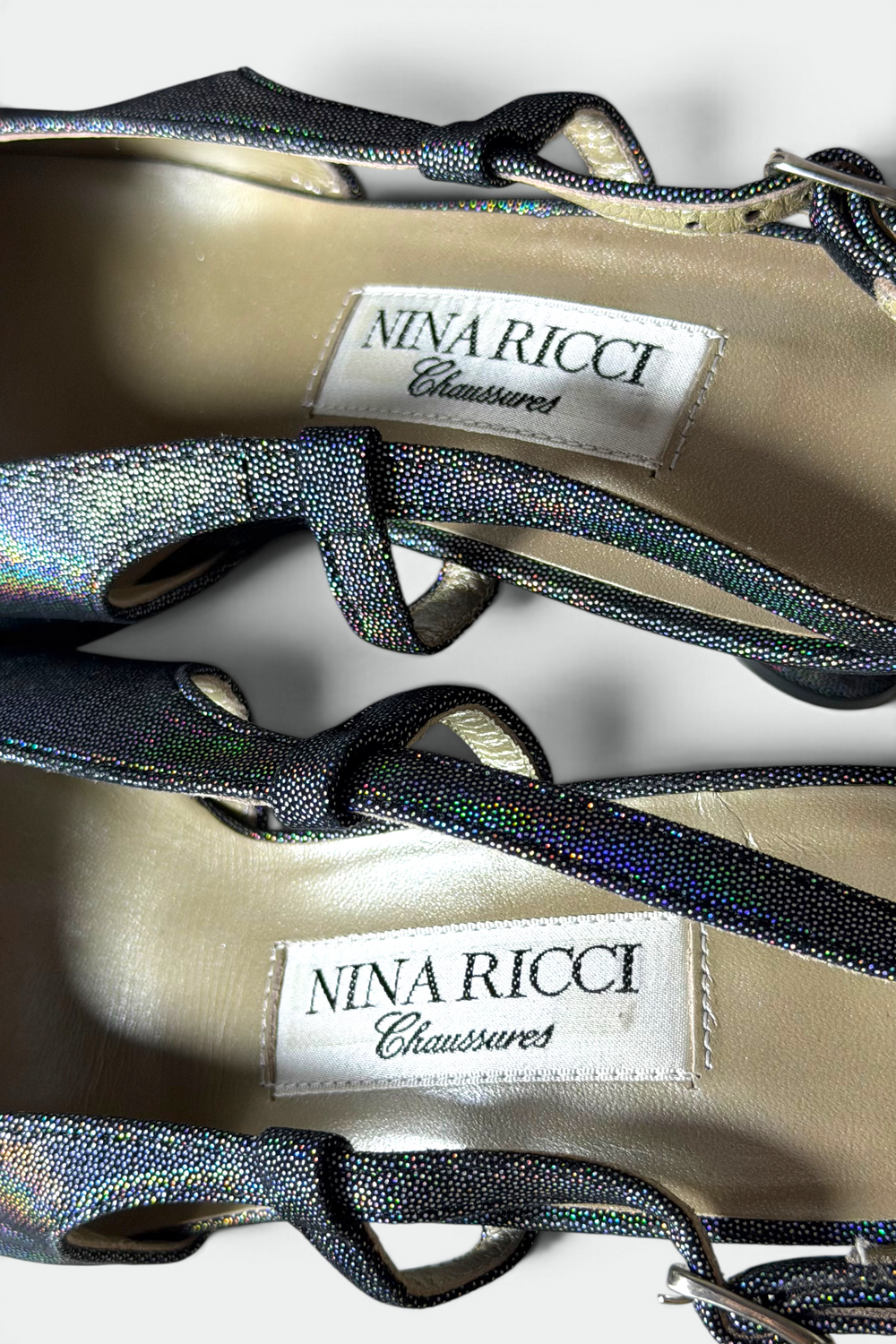 Coming soon: NINA RICCI IRIDESCENT SLINGBACK HEELS | French Secondhand
