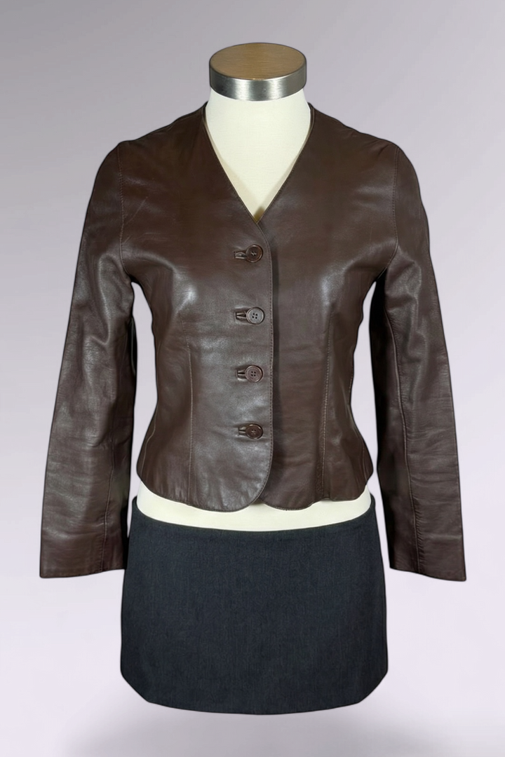 Ralph Lauren Purple Label Brown Leather Jacket | American Vintage