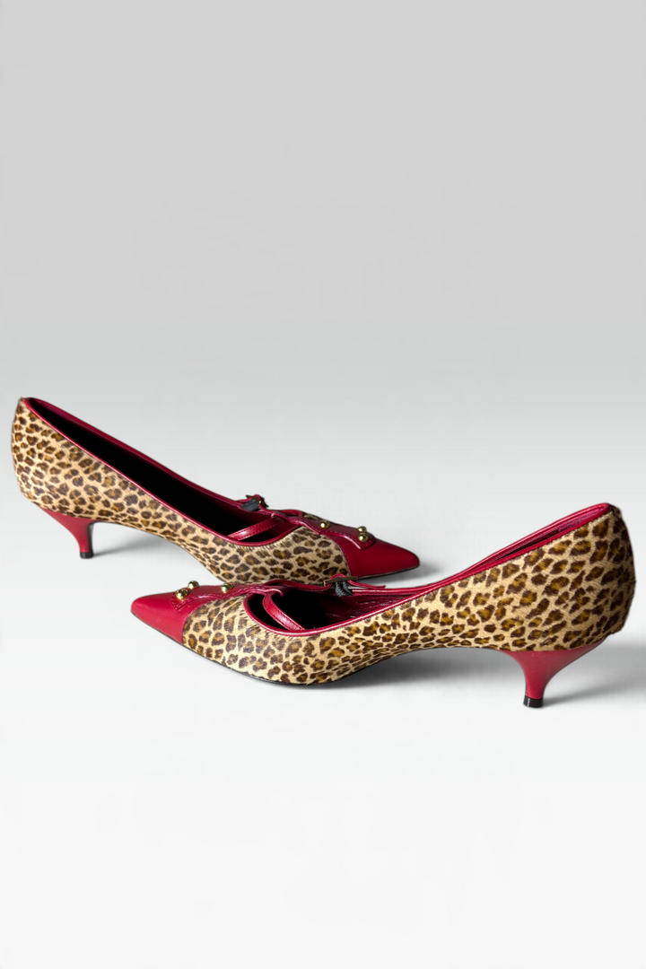 COMING SOON: FENDI LEOPARD PRINT RED LEATHER T-STRAP KITTEN HEELS | ITALIAN SECONDHAND