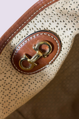 Salvatore Ferragamo Reversible Jungle Print Nylon & Perforated Leather Tote | Italian Secondhand