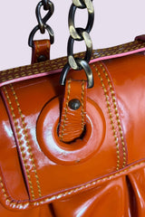 Fendi Orange Patent Vernice Chain Shoulder Bag | Italian Secondhand