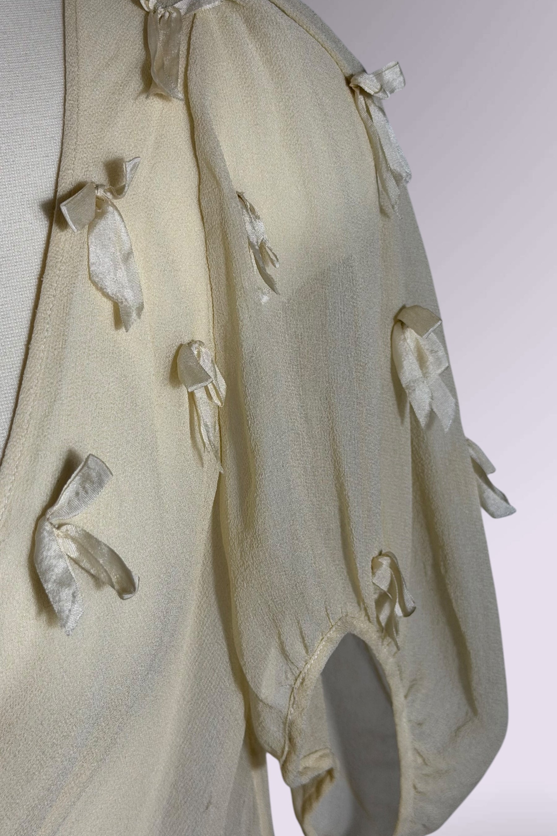 Ralph Lauren Silk Ribbon Tie Short Sleeve Blouse | American Secondhand