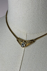 Lanvin Gold-Tone V Pendant Choker Necklace | French Vintage