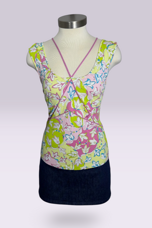 Emilio Pucci Pink & Lime Floral Strappy Tank Top | Italian Vintage