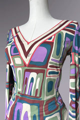 Emilio Pucci Long Sleeve Geometric Printed Top | Italian Designer Vintage