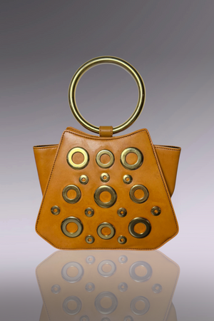 Escada Leather Ring Handle Grommet Bag | Italian Vintage