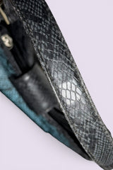Guess Blue Embroidered Python-Embossed Vegan Leather Bag | American Vintage