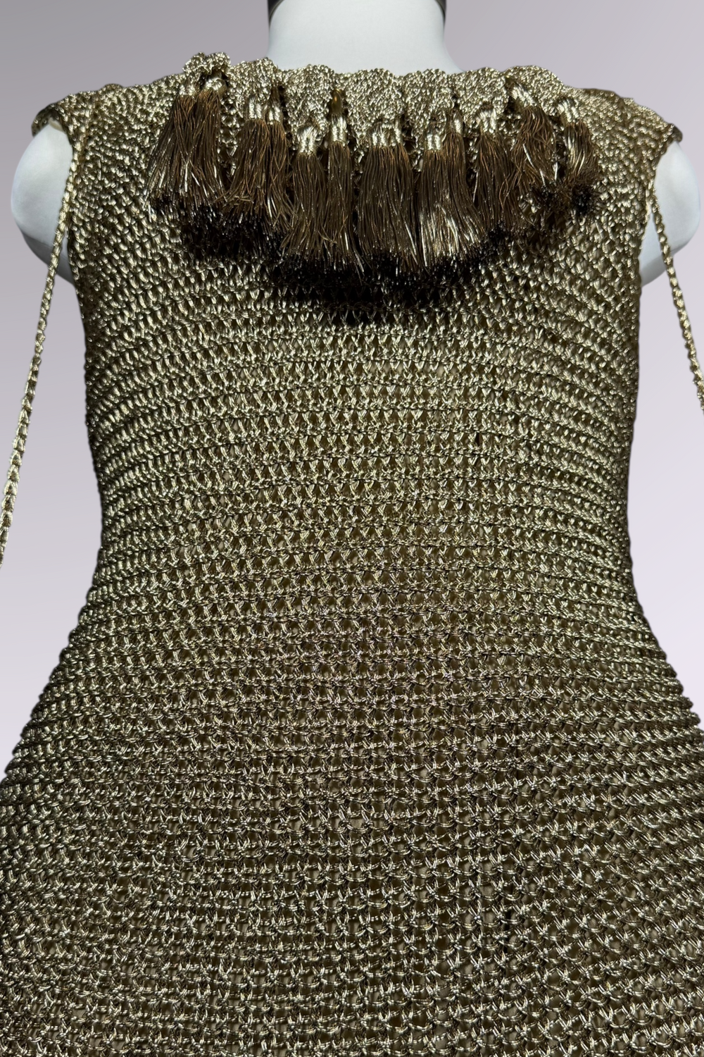 COMING SOON: Ralph Lauren Purple Label Hand Knit Metallic Gold Maxi Dress | American Designer Secondhand