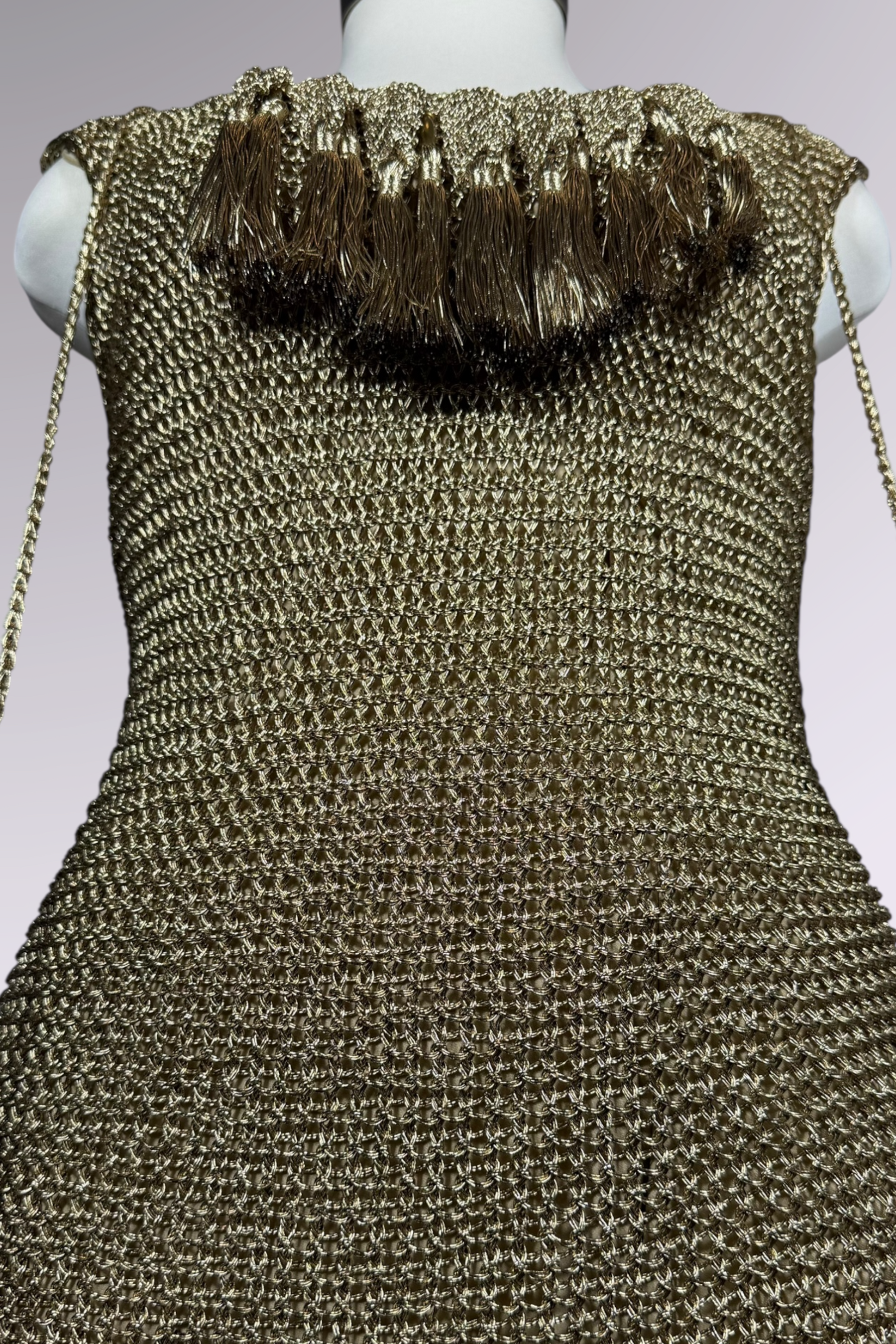 COMING SOON: Ralph Lauren Purple Label Hand Knit Metallic Gold Maxi Dress | American Designer Secondhand