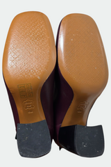 COMING SOON: TORY BURCH PLUM LEATHER FLORAL CHAIN KNEE-HIGH BOOTS | AMERICAN SECONDHAND