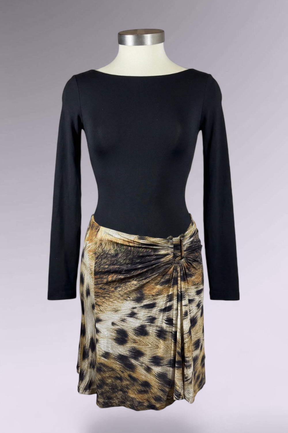 Just Cavalli Leopard Print Ruched Mini Skirt | Italian Vintage