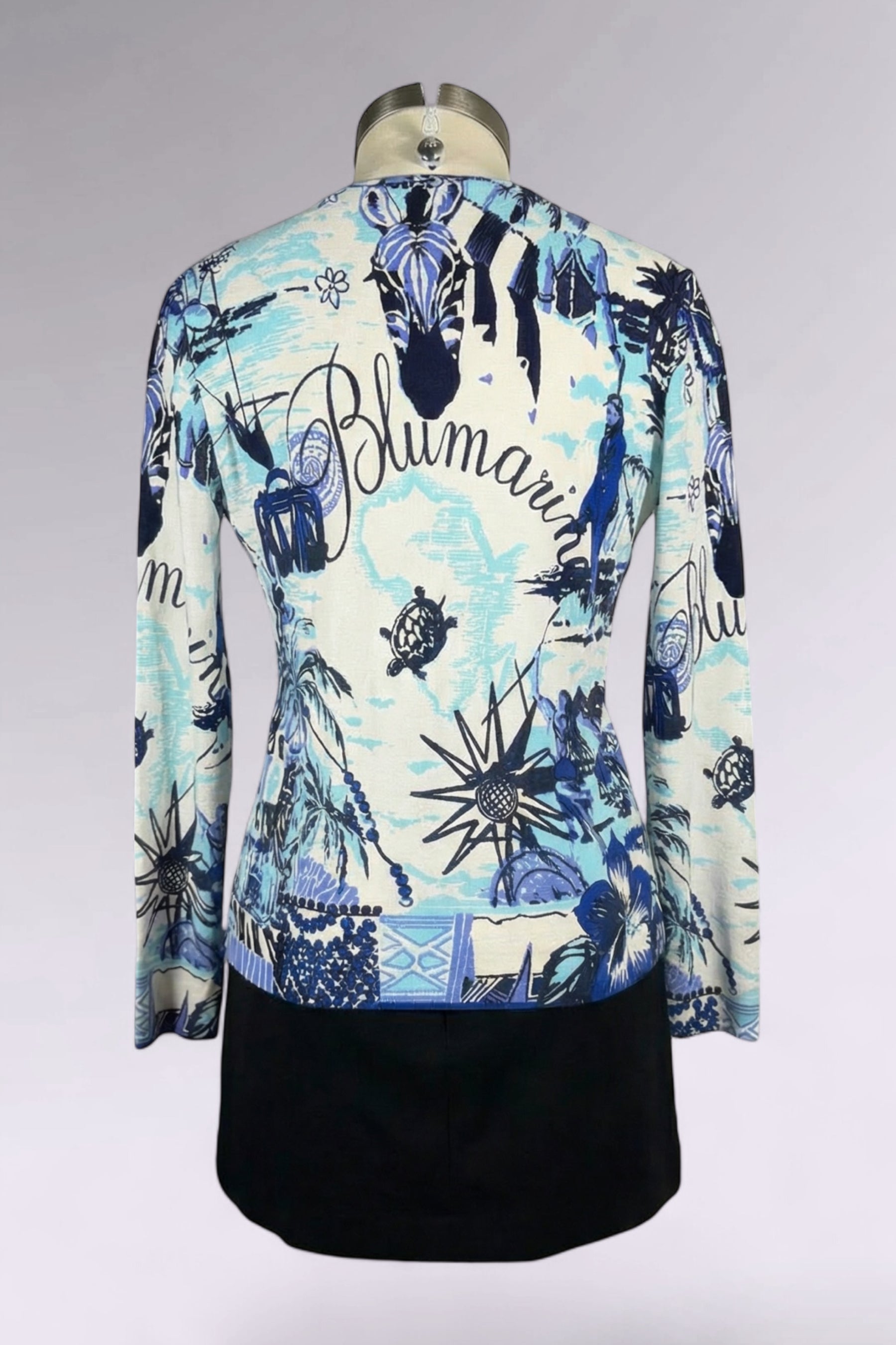 Blumarine Beaded Travel Print Cardigan | Italian Vintage