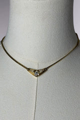 Lanvin Gold-Tone V Pendant Choker Necklace | French Vintage
