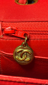 Chanel 90s Small Red Classic Single Flap Bag | French Designer Vintage