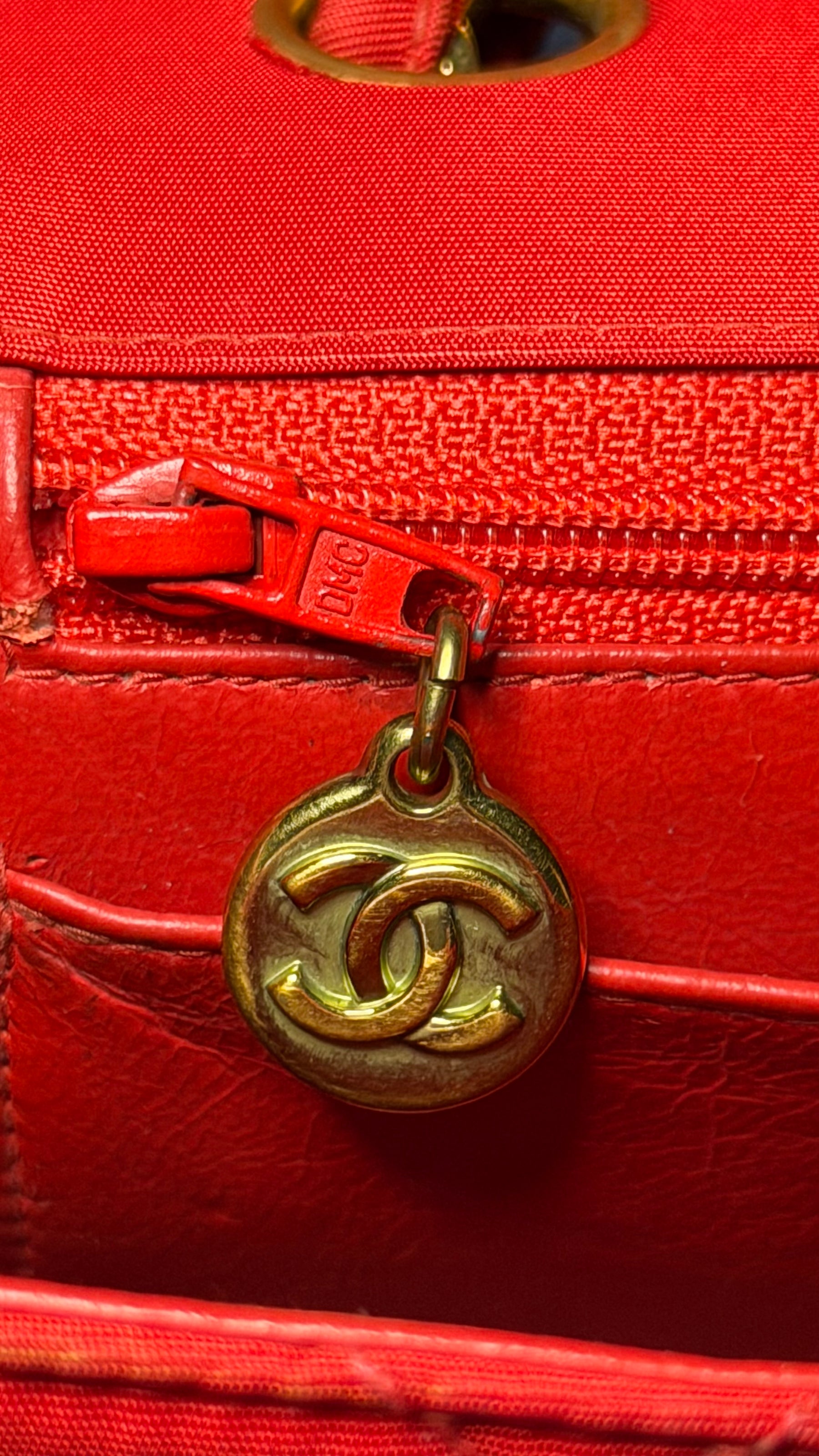 Chanel 90s Small Red Classic Single Flap Bag | French Designer Vintage