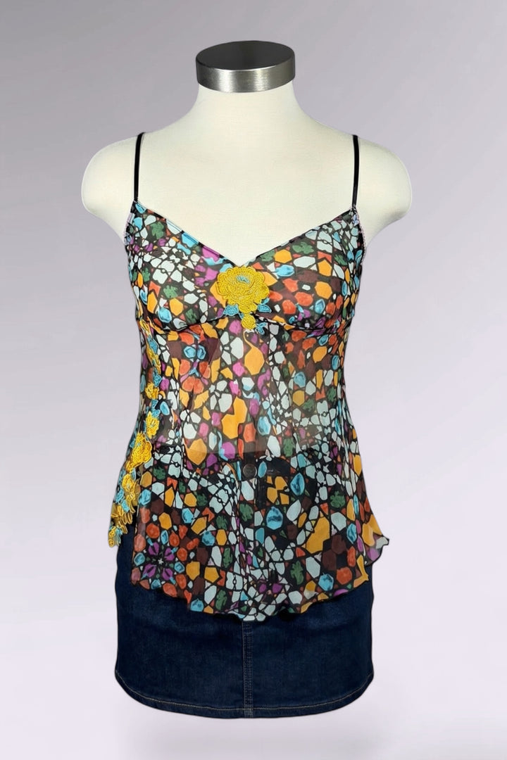 Salute by Wacoal Stained Glass Print Mesh Camisole Top | Japanese Secondhand
