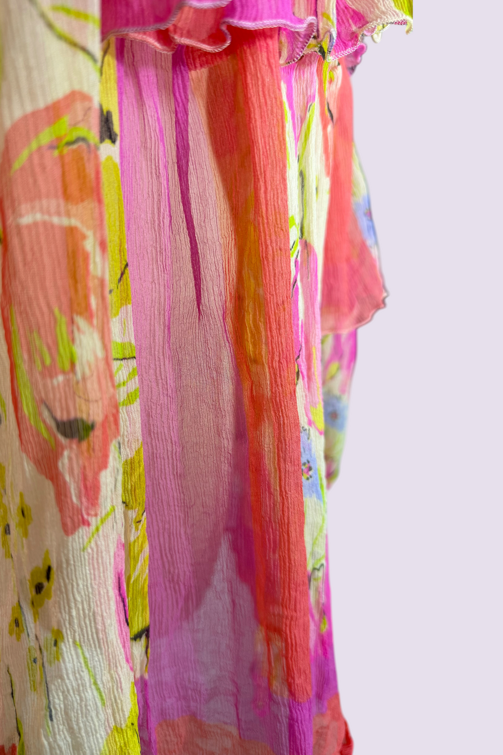 Blumarine Silk Floral Off Shoulder Ruffle Blouse | Italian Secondhand