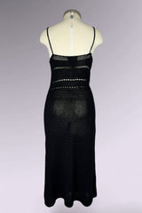 Ralph Ralph Lauren Black Hand-Knit Crochet Knit Midi Dress | American Vintage