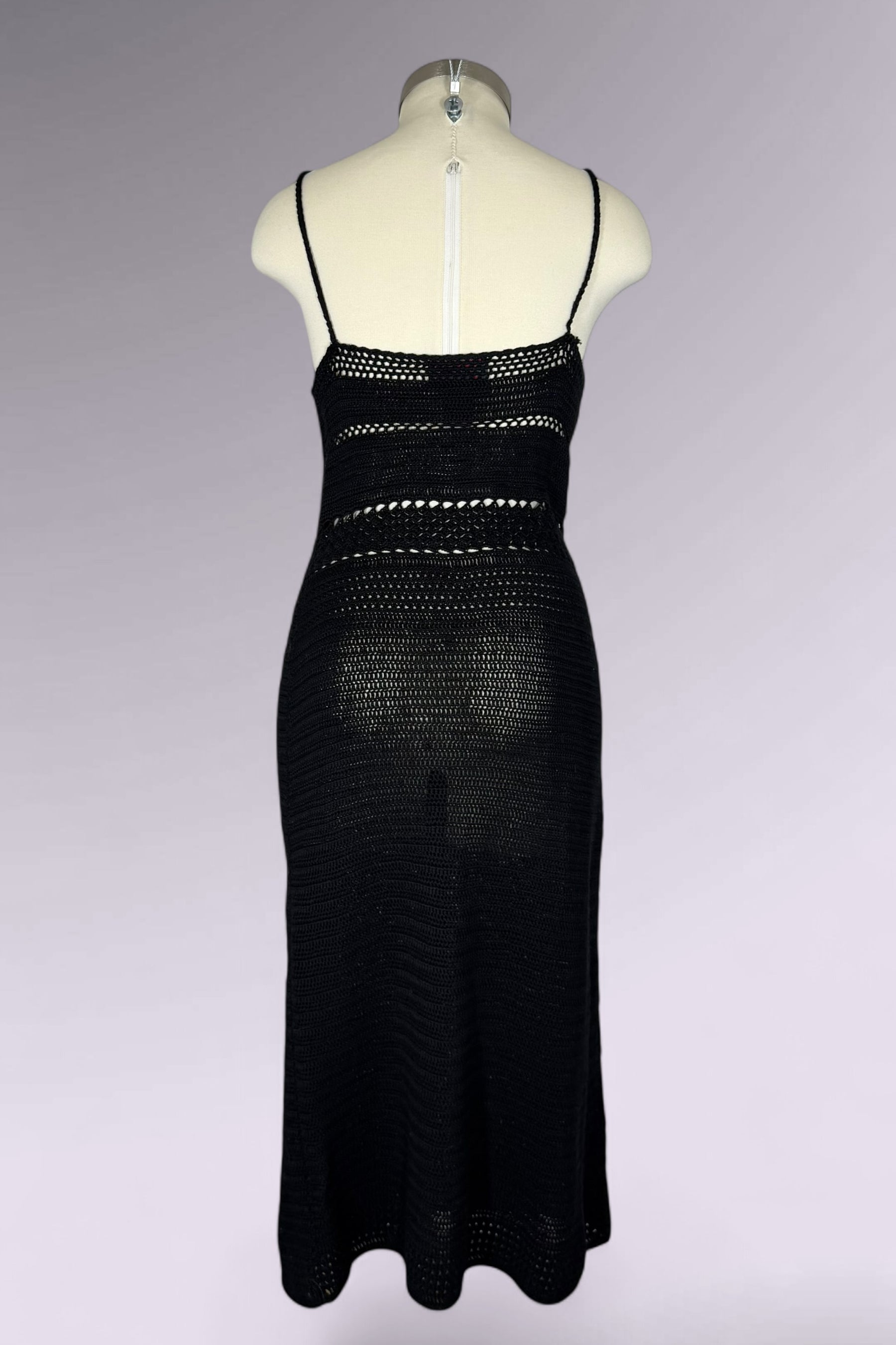 Ralph Ralph Lauren Black Hand-Knit Crochet Knit Midi Dress | American Vintage