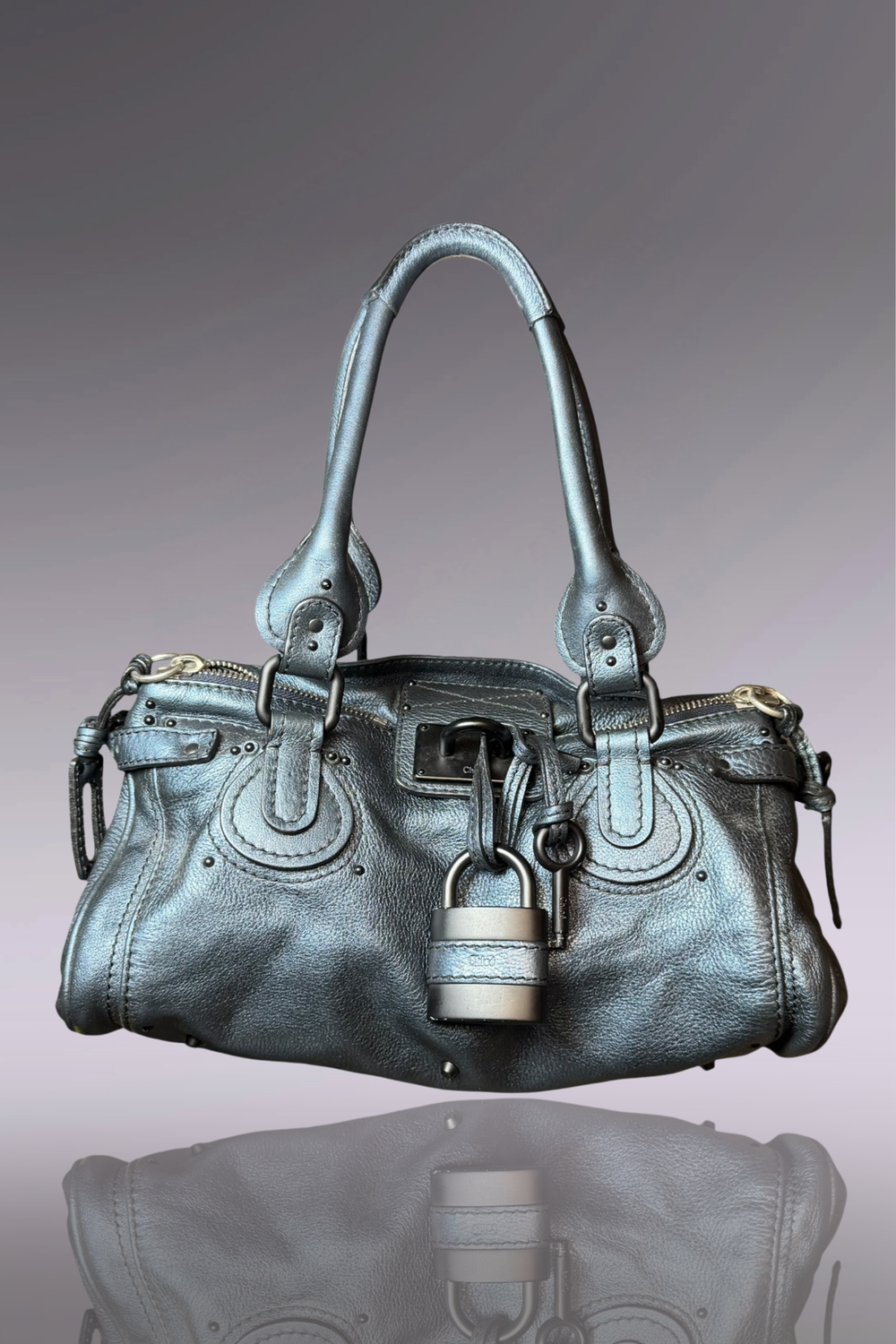 Chloé Paddington Metallic Blue Leather Bag | French Designer Secondhand