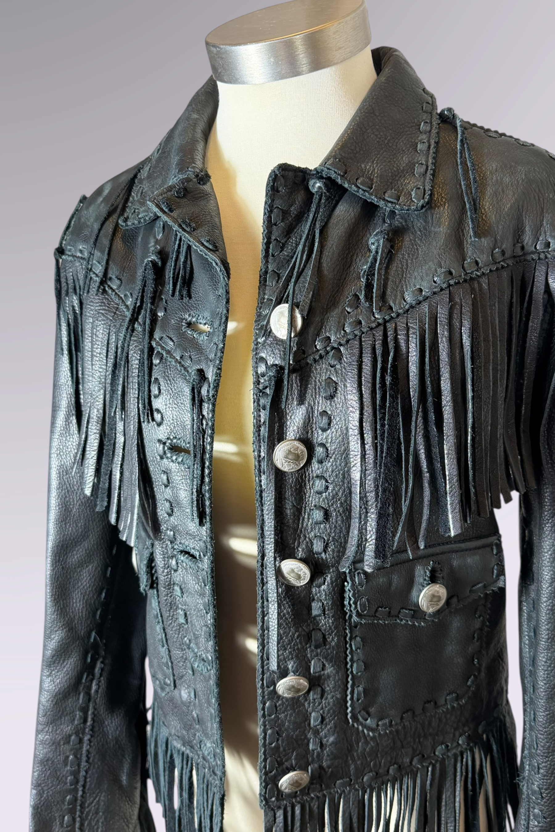 Ralph Lauren Black Leather Western Jacket | American Secondhand