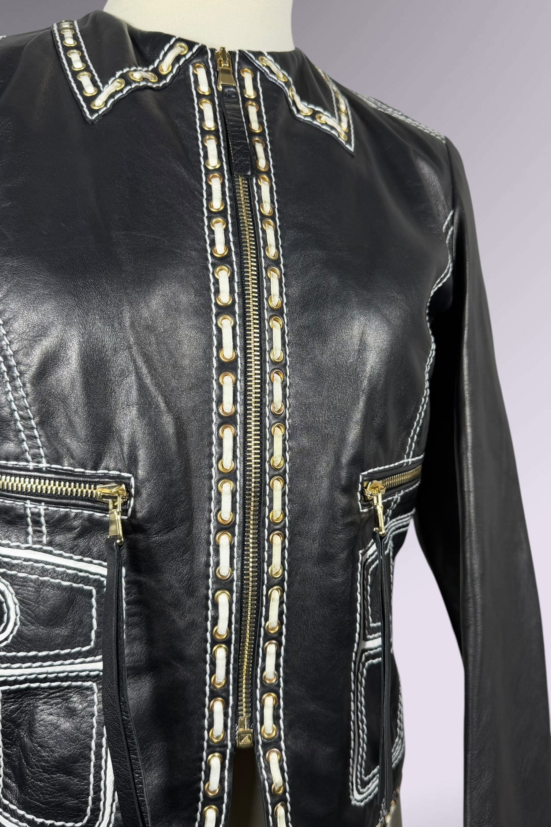 Roberto Cavalli Leather Trompe L’oeil Jacket | Italian Vintage