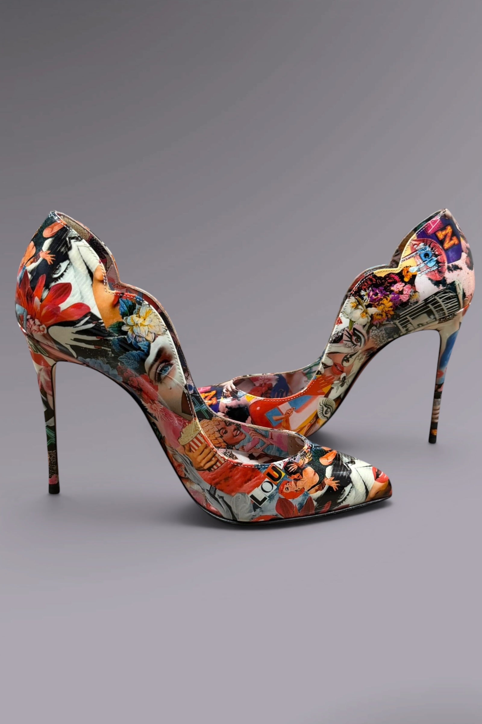 Christian Louboutin Collage Print Pumps Red Bottom | French Secondhand