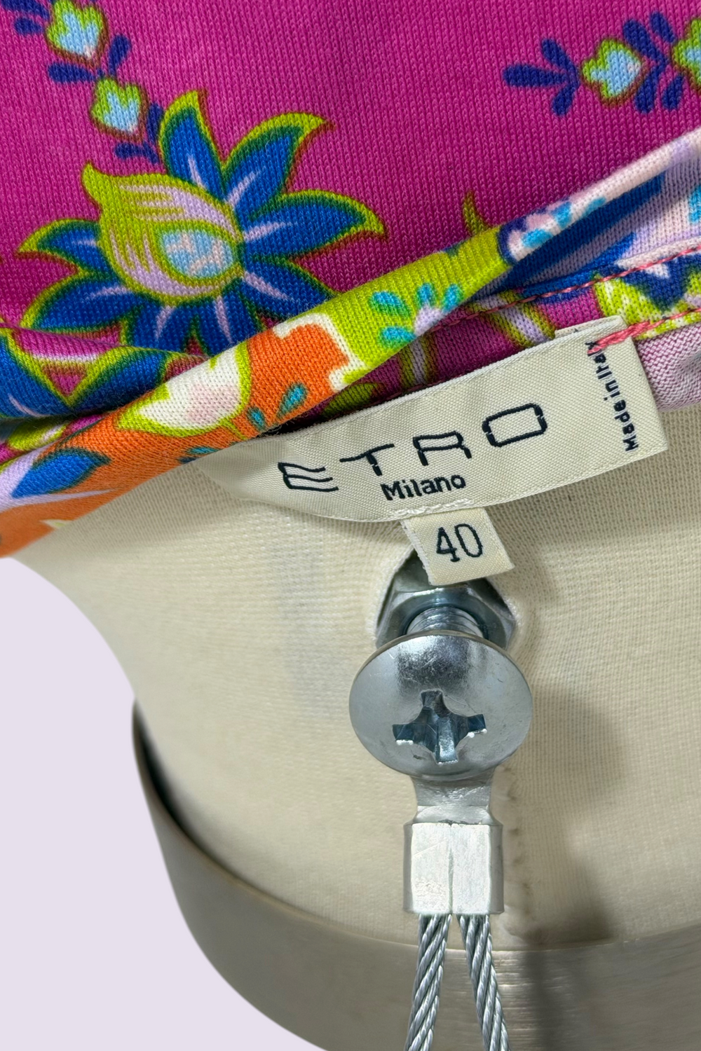 Etro Milano Paisley Floral Print Short Sleeve Stretch Top | Italian Secondhand