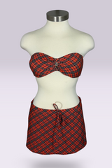 Burberry Blue Label Nova Check Multiway Bandeau 3-Piece Bikini Set with Cover-Up Skirt | British Secondhand