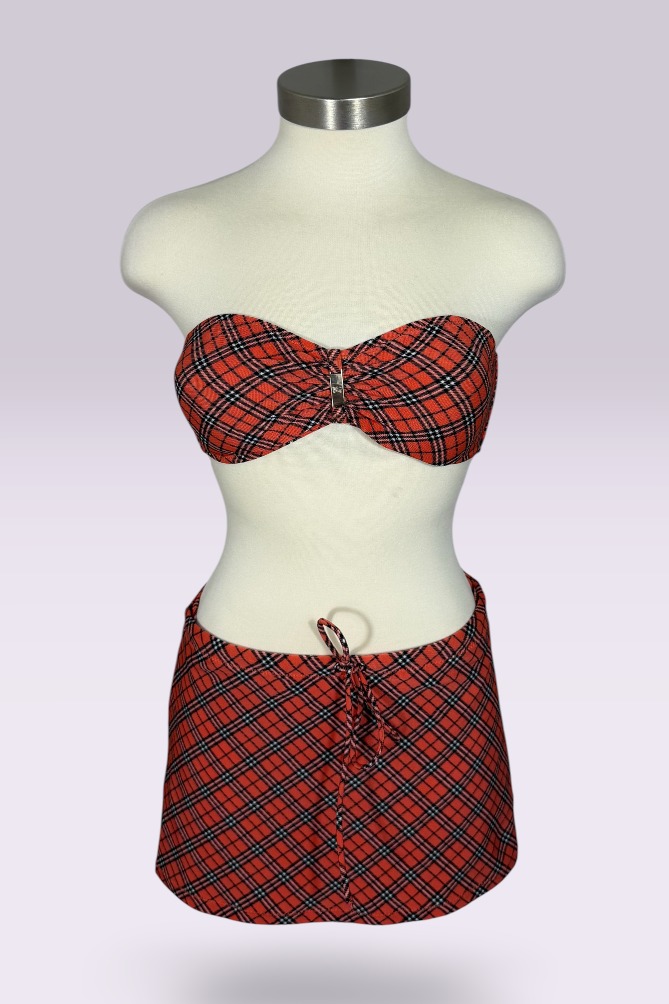 Burberry Blue Label Nova Check Multiway Bandeau 3-Piece Bikini Set with Cover-Up Skirt | British Secondhand
