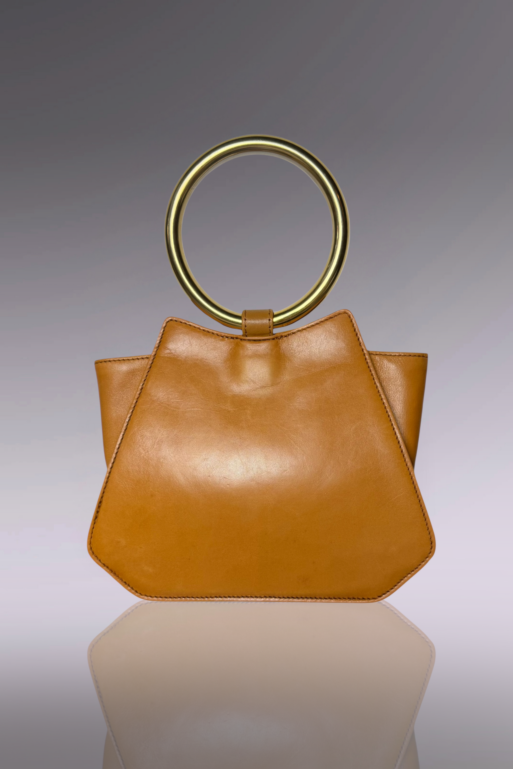 Escada Leather Ring Handle Grommet Bag | Italian Vintage