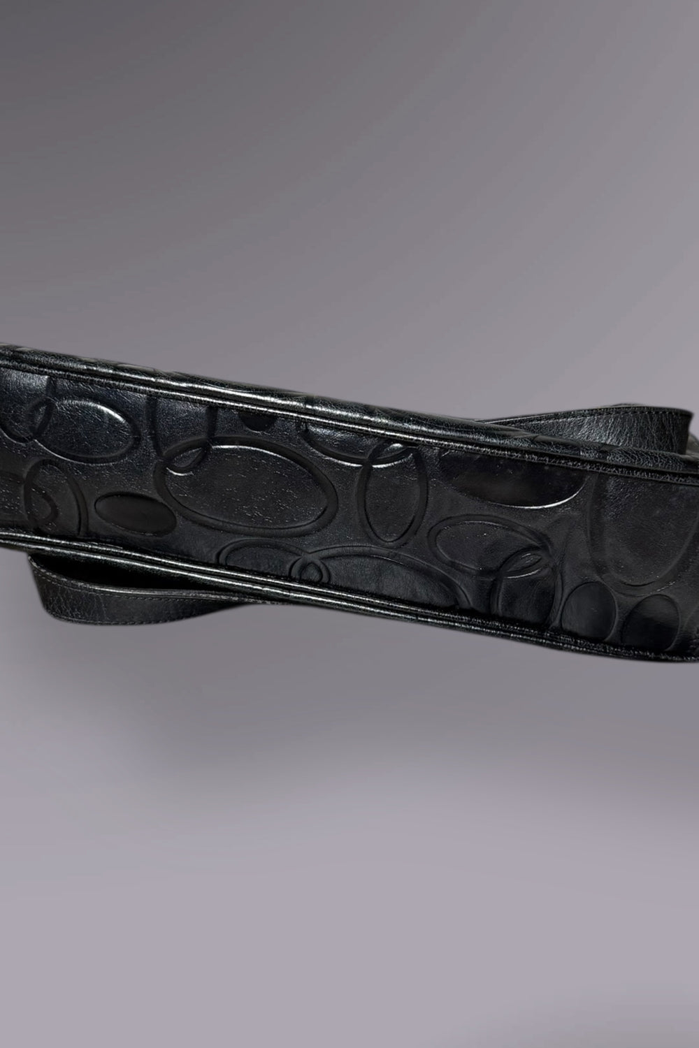 Braccialini Embossed Black Leather Shoulder Bag with Crossbody Strap | Italian Vintage