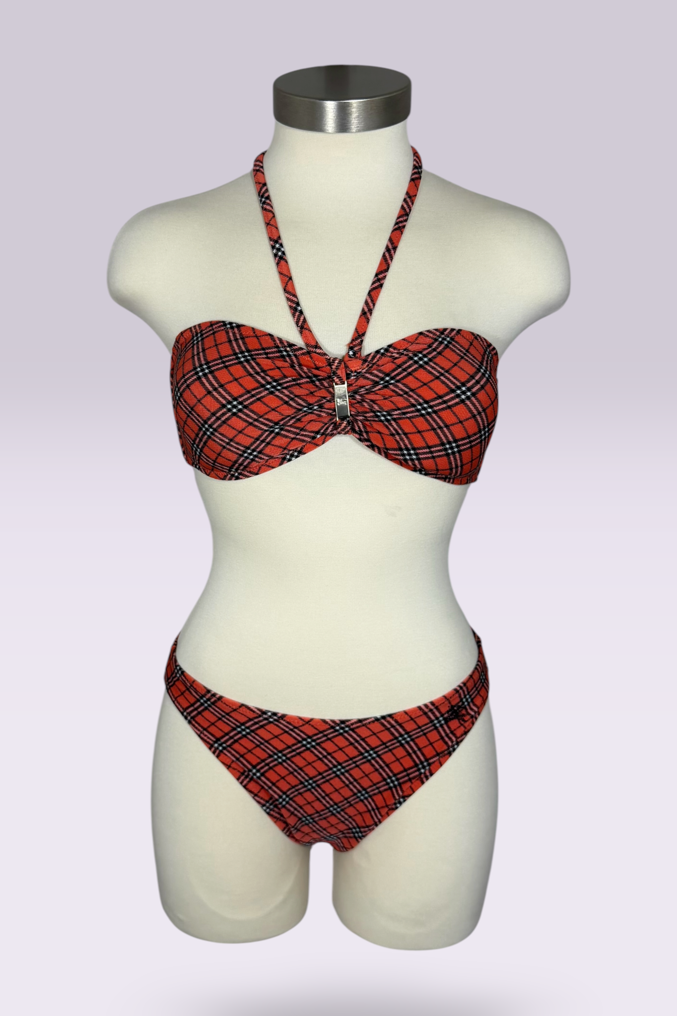 Burberry Blue Label Nova Check Multiway Bandeau 3-Piece Bikini Set with Cover-Up Skirt | British Secondhand
