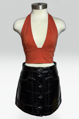 COMING SOON: Diesel Black Patent Button-Front Mini Skirt