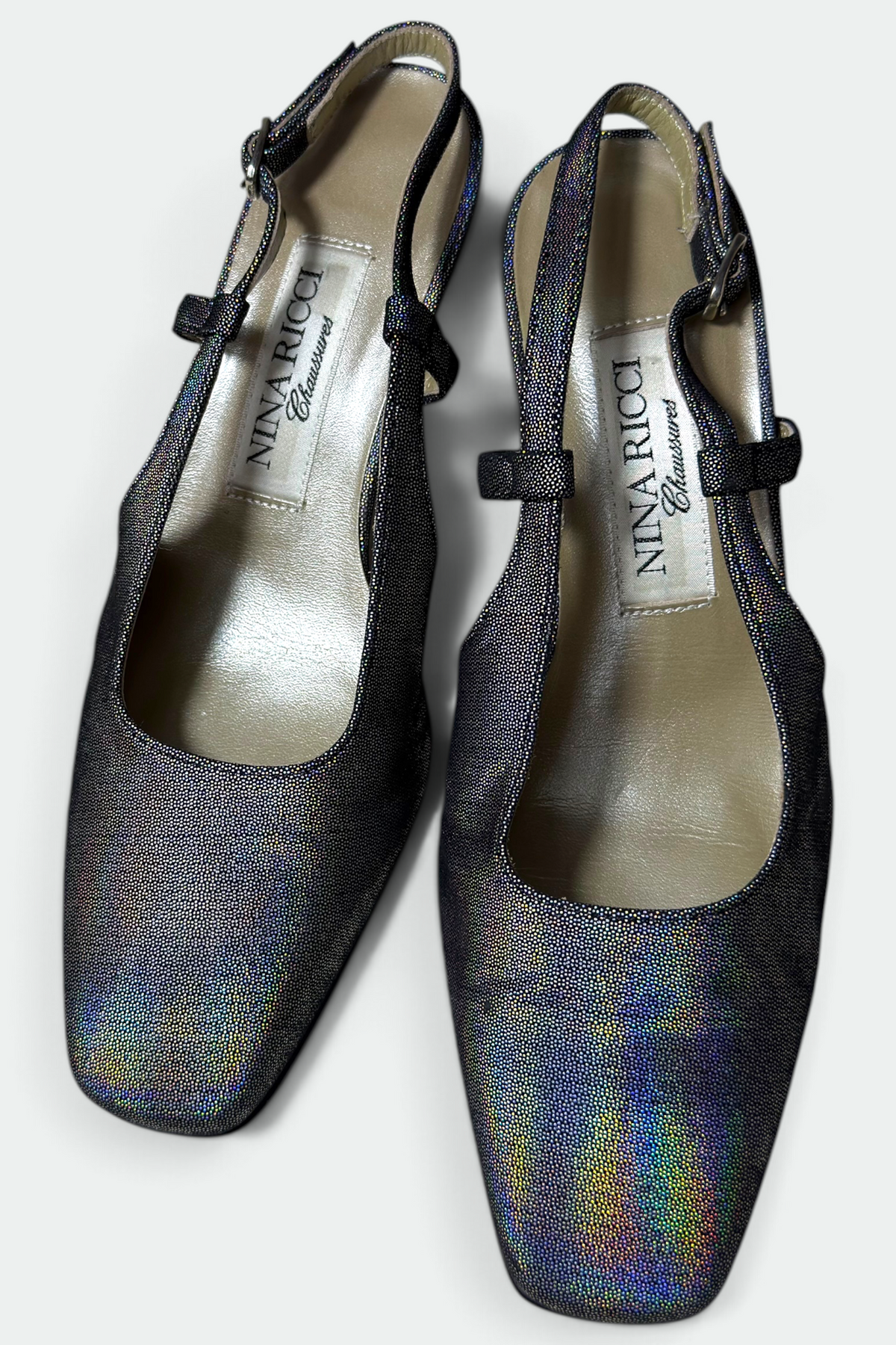 Coming soon: NINA RICCI IRIDESCENT SLINGBACK HEELS | French Secondhand