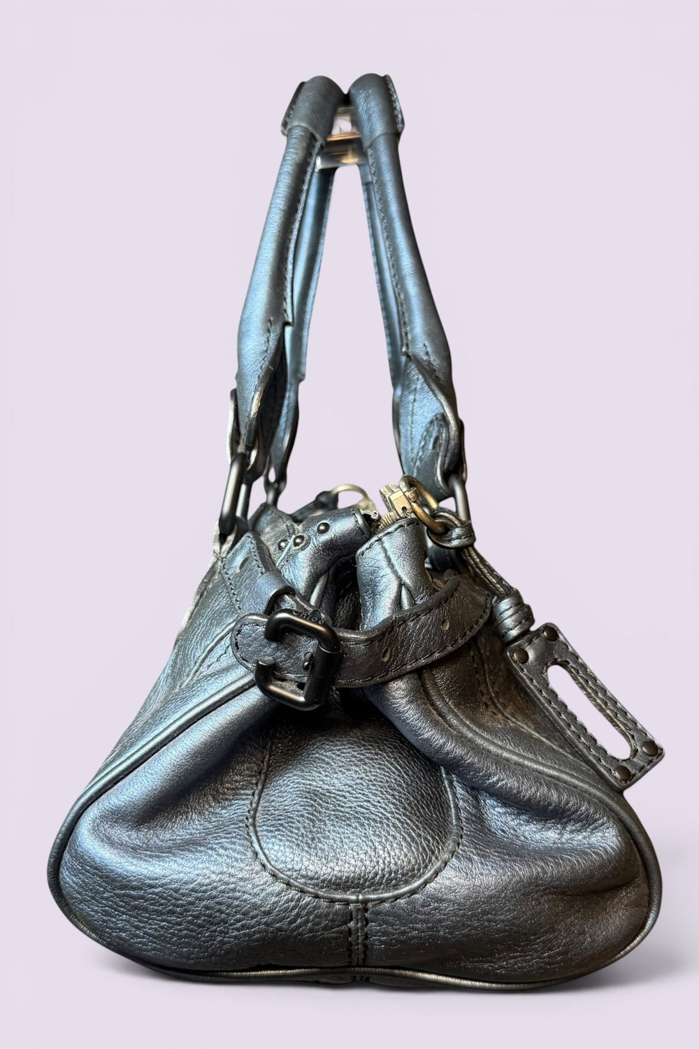 Chloe Paddington Metallic Blue Leather Bag | French Secondhand