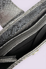 Guess Blue Embroidered Python-Embossed Vegan Leather Bag | American Vintage