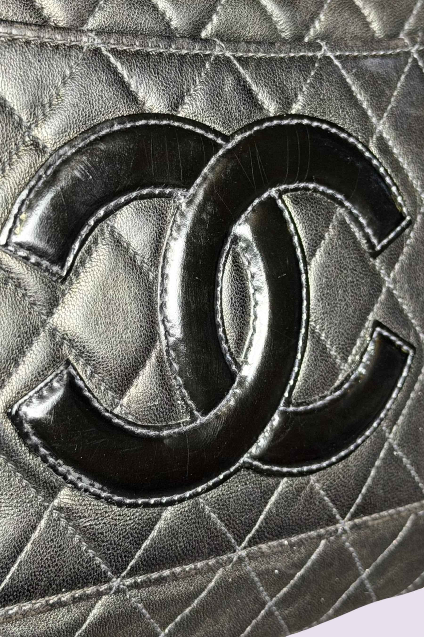 Chanel Late 90s Black Quilted Zip Tote | French Vintage
