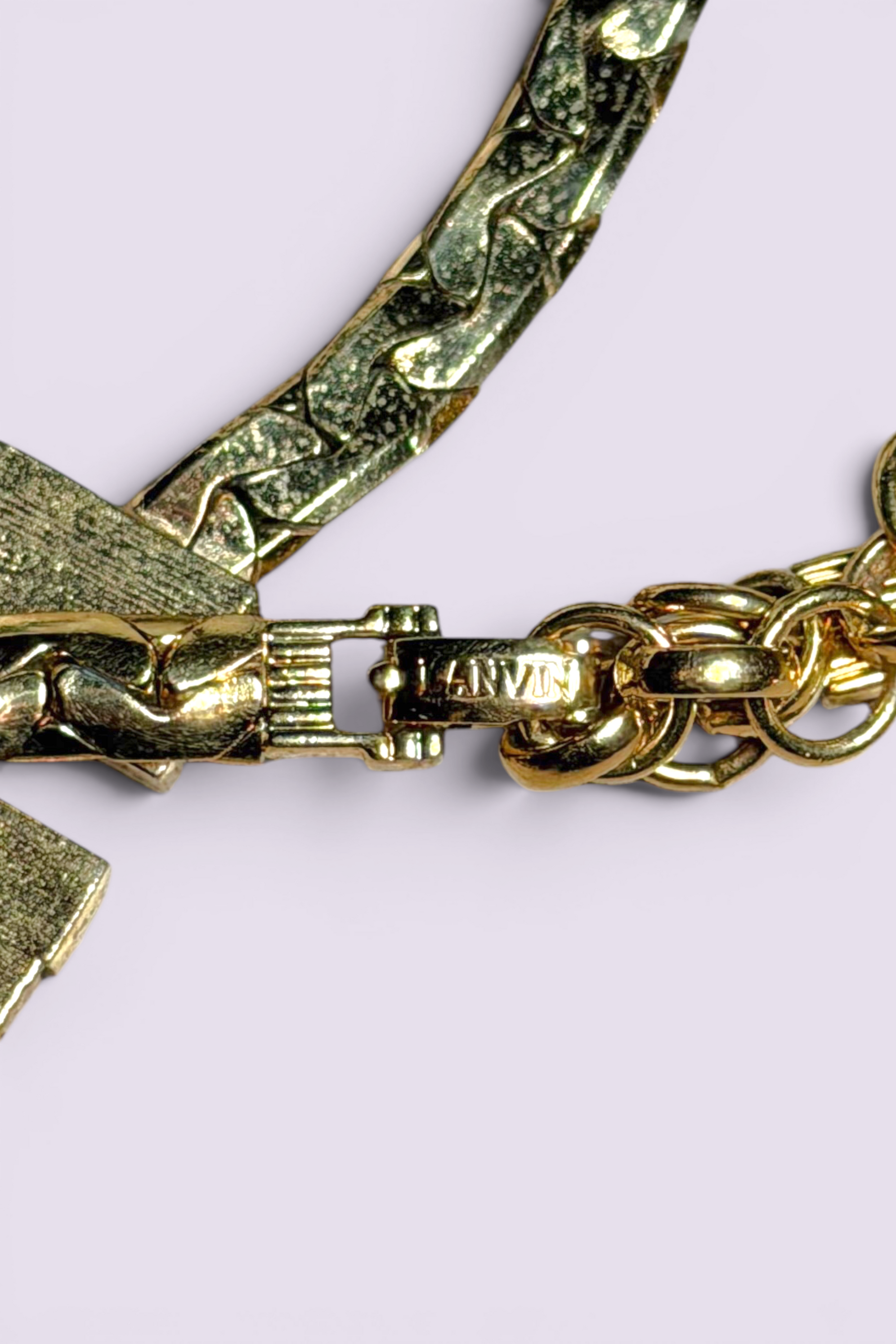 LANVIN Blue Crystal Gold Chain Necklace | French Vintage