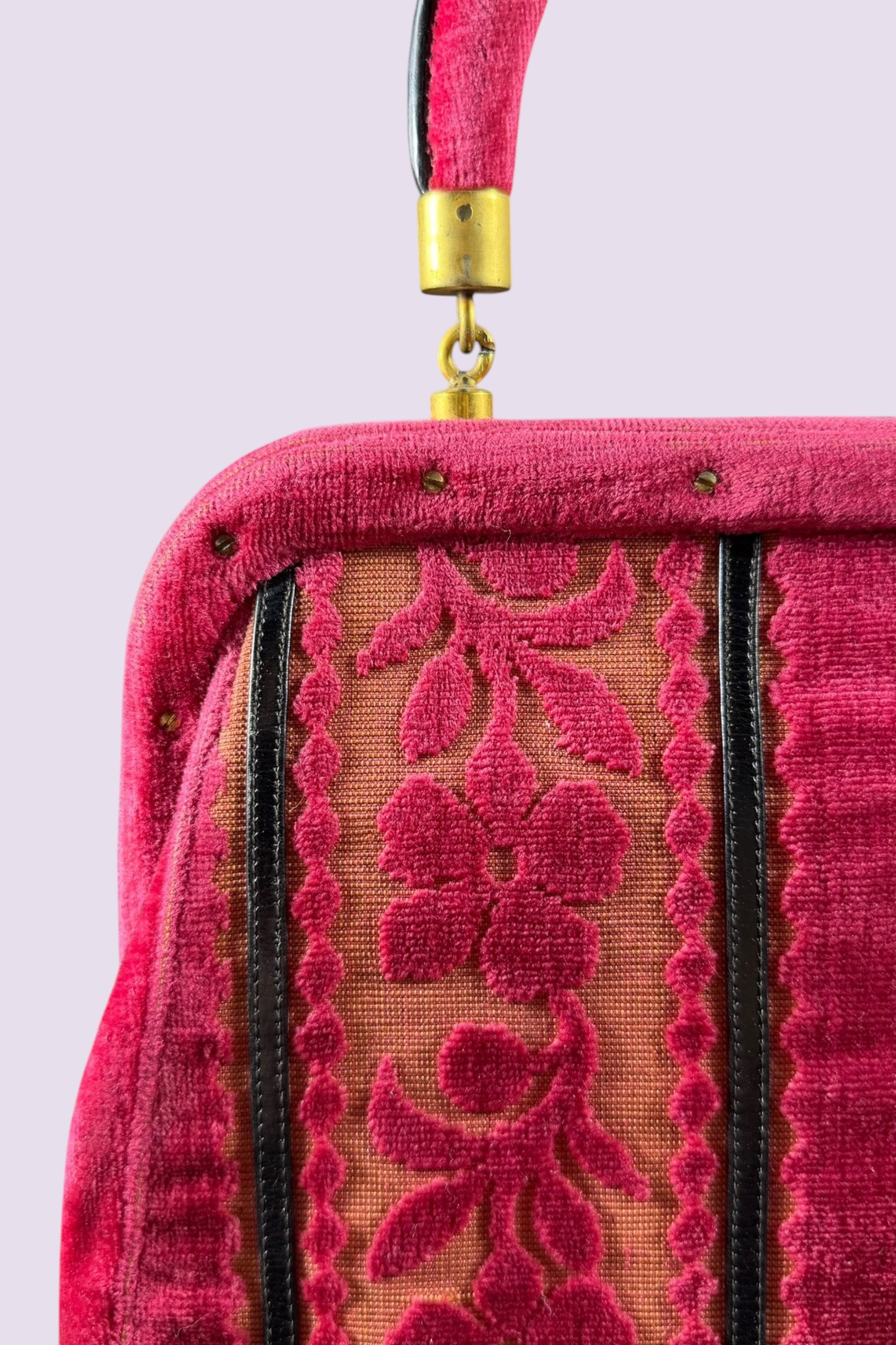 Roberta di Camerino Pink Velvet Floral Frame Bag | Italian Vintage